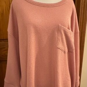 XL Andree by Unit Womens Loose Fit Ribbed Tunic Top. Dusty Pink. NWOT. Comfy
